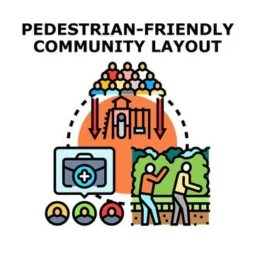 Pedestrian friendly community layout concept illustration Stock Illustration