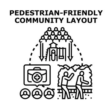 Pedestrian friendly community layout concept illustration Stock Illustration