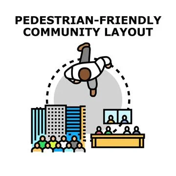 Pedestrian friendly community layout planning concept Illustration