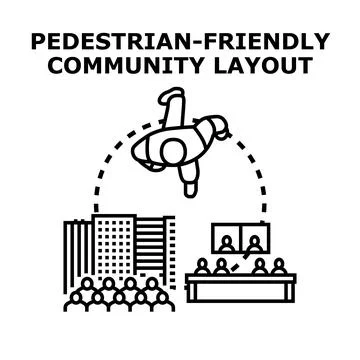 Pedestrian friendly community layout planning concept Stock Illustration