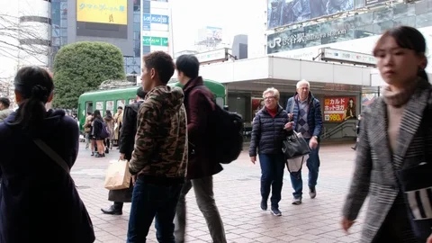 Pedestrian at Hachiko Square Stock Footage 103870657