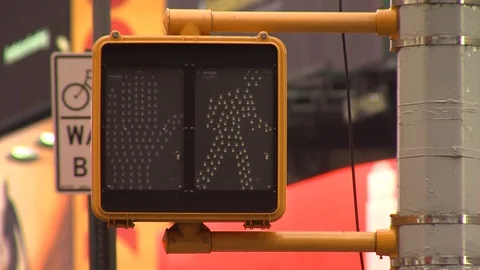 Pedestrian light NYC Stock Footage 128902592