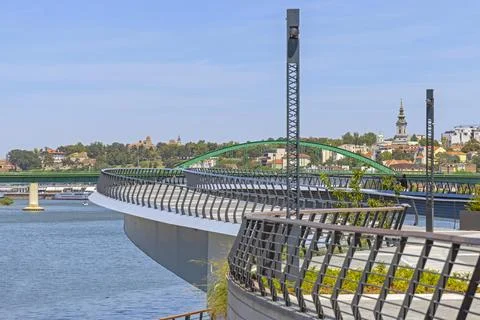 Pedestrian Loop Bridge Belgrade Stockfoto's