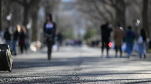 Pedestrian Mall Defocus Background Stock Footage 234072429