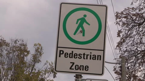 Pedestrian only zone sign in Toronto Stock Footage 56665112