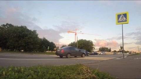 Pedestrian Overpass Over freeway at sunset Timelapse 스톡 동영상 78018415