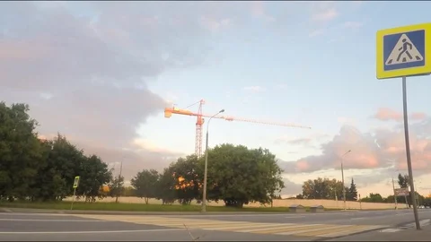 Pedestrian Overpass Over road at sunset Timelapse Stock Footage 78018552