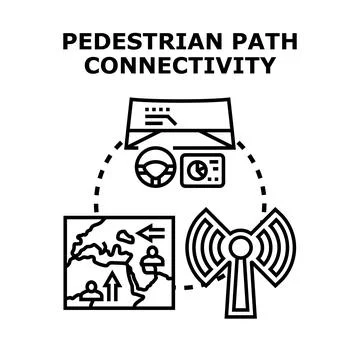 Pedestrian path connectivity using navigation technology Illustrazione stock