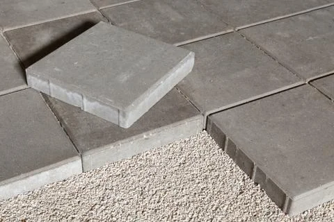 Pedestrian path with paver bricks. Sidewalk pavement Stock Photos