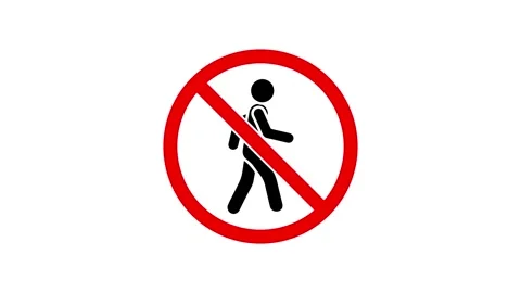 Pedestrian prohibited warning animation video Stock Footage 330497666