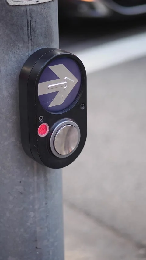 Pedestrian push button at street crossing Stock Footage 341223409