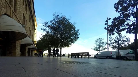 Pedestrian Road With Views Stock Footage 77125661