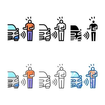 Pedestrian sensor color icon modern vector Stock Illustration