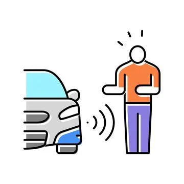 Pedestrian sensor color icon vector illustration Stock Illustration