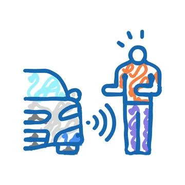 Pedestrian sensor icon doodle illustration Stock Illustration