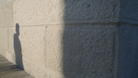 Pedestrian shadows cast on a brick wall Video stock 316564246