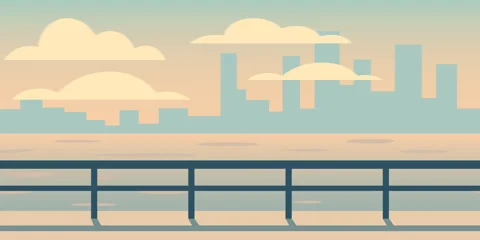 Pedestrian Sidewalk with Railing Over Calm Water 스톡 동영상 327419657