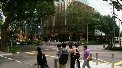 Pedestrian in Singapore Timelapse Stockbeeldmateriaal 10908702