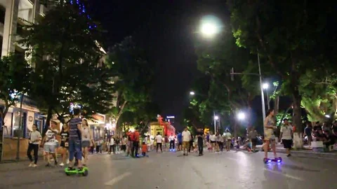 Pedestrian street at night Stock Footage 69185353