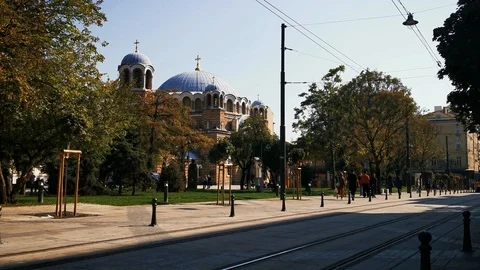 Pedestrian street sofia Stock Footage 118290507