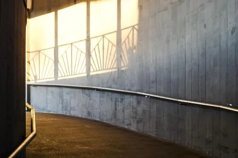Pedestrian subway lit in sunset light Stock Photos