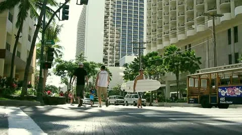 Pedestrian surf board Stock Footage 8996603