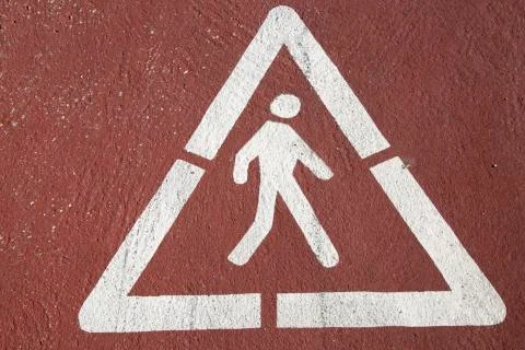 Pedestrian Symbol in Triangle Foto stock