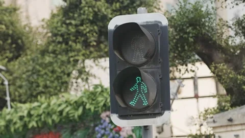 Pedestrian Traffic Light Going From Walk To Don't Walk Stock Footage 171378363