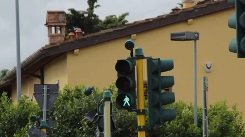 Pedestrian traffic light green Stock Footage 75313167
