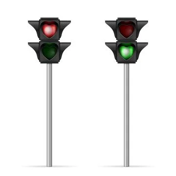 Pedestrian traffic light heart shape set Illustrazione stock