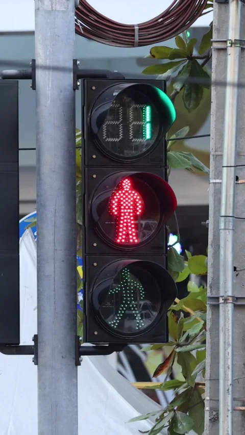 Pedestrian Traffic Light Sequence Stockbeeldmateriaal 304563550