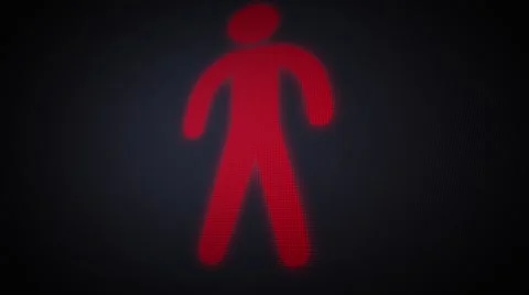Pedestrian traffic light, stop icon switches to go icon, LED look Stock-Footage 50419131