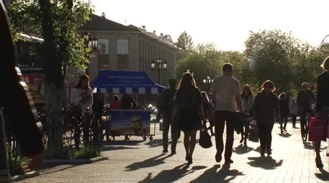 Pedestrian traffic. Sidewalk. Accelerated Stock Footage 56189262