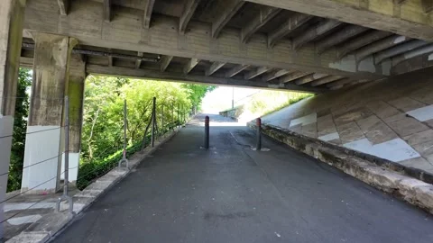Pedestrian Underpass beneath Road Bridge near River Tweed Video stock 346369208