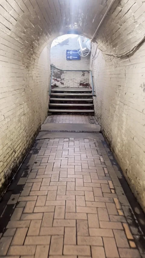 Pedestrian Underpass Tunnel at Devon Train Station Philadelphia Stock Footage 345632520