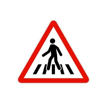 Pedestrian Vector Crossing Sign - Cautionary Traffic Symbol for Road Safety Stock Illustration