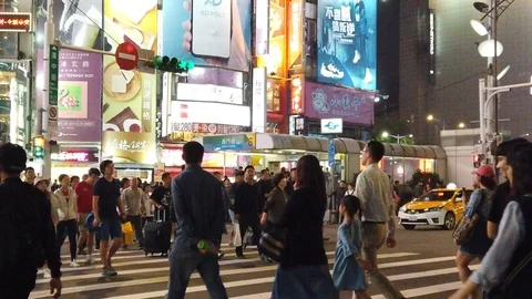 Pedestrian Walk in Ximending Video stock 106706493