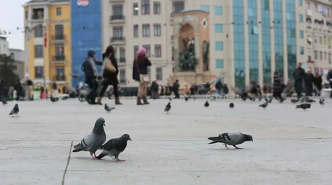 Pedestrian walking on the Taksim Square 2 Stock Footage 35873093