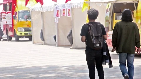 Pedestrian walking through together Stock Footage 106274077