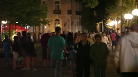 Pedestrian zone in evening Video stock 73445761