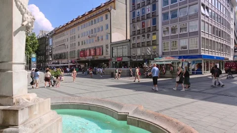 Pedestrian zone at Karlstor in Munich Stock Footage 342340295