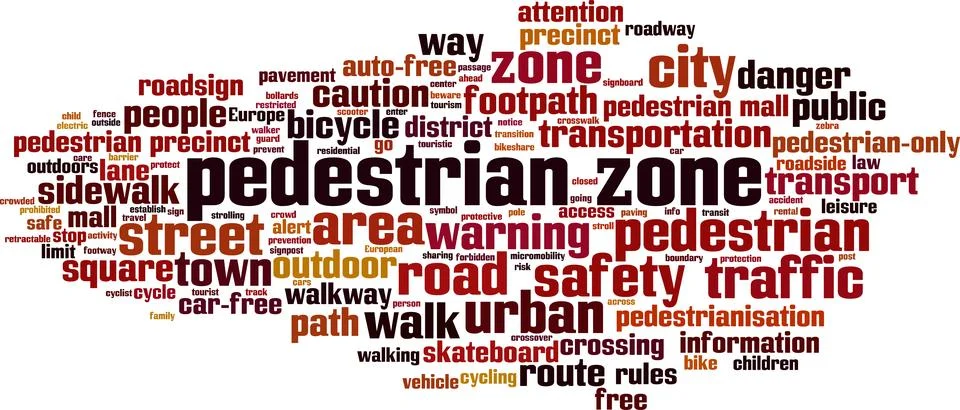 Pedestrian zone word cloud Stock Illustration