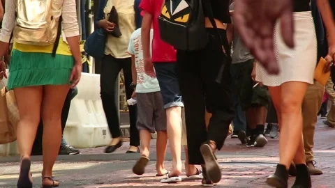 PEDESTRIANS BELOW THE WAIST Stock Footage 190033230