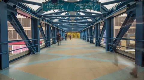Pedestrians in a Blue Skyway Video stock 65322258