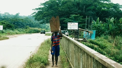 Pedestrians on a bridge Stock Footage 90539669