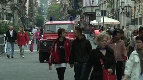 Pedestrians, car. Stock Footage 10720858