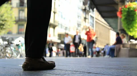 Pedestrians close up of shoes Stockbeeldmateriaal 24825532