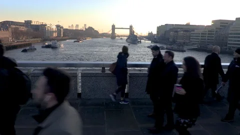 Pedestrians commuting during rush hour Stock Footage 121196953