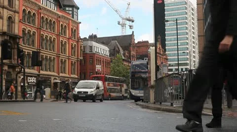 Pedestrians crossing road Stock Footage 10689243