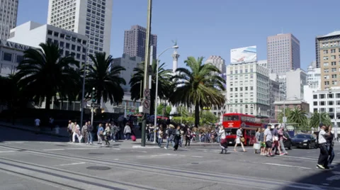 Pedestrians crossing at Union Square Stock Footage 35992877